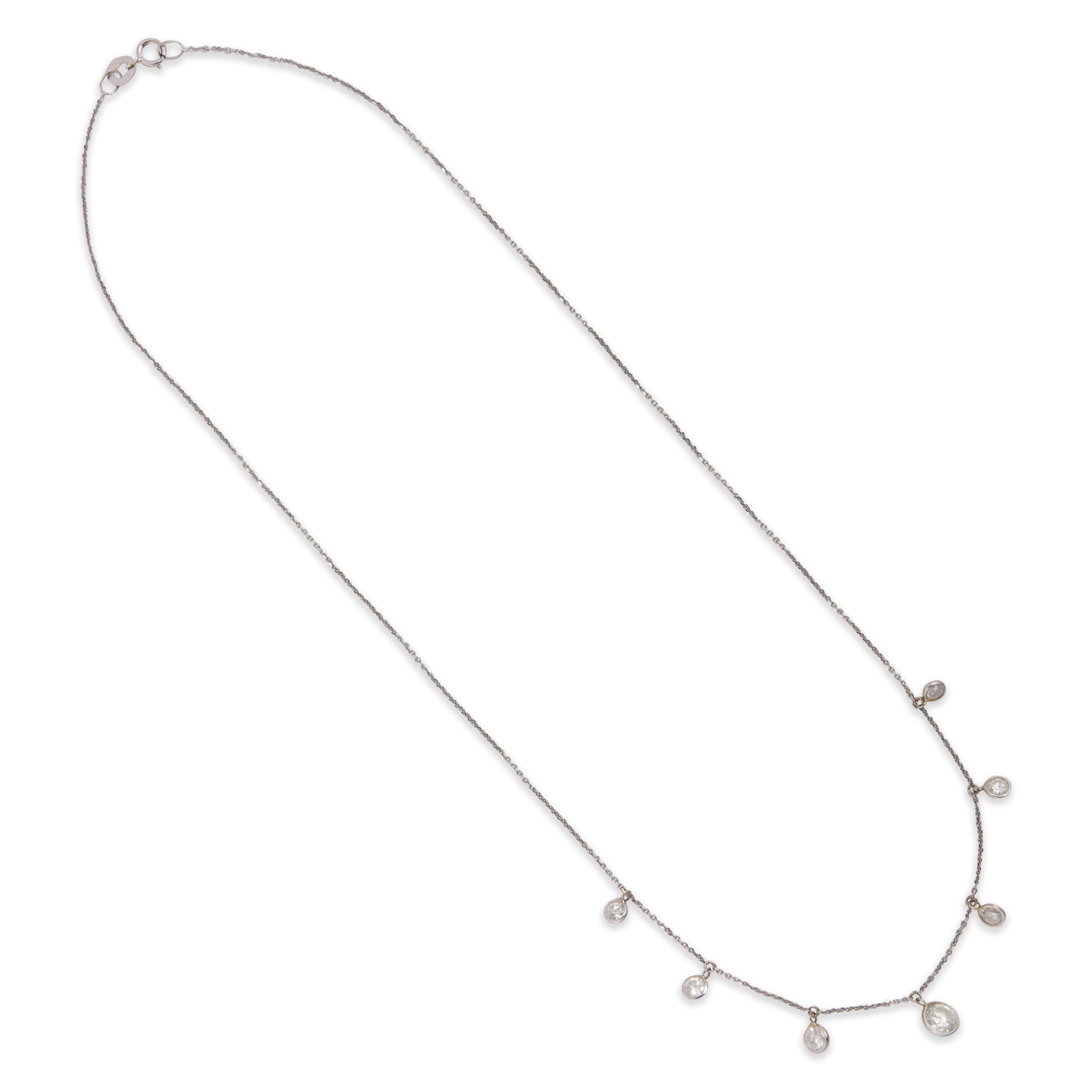 Appraisal: A DIAMOND AND FOURTEEN KARAT WHITE GOLD NECKLACE A diamond