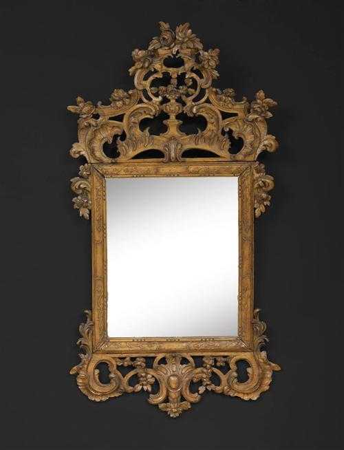 Appraisal: SMALL CARVED OAK MIRROR Louis XV Aachen-Liege circa Carved with