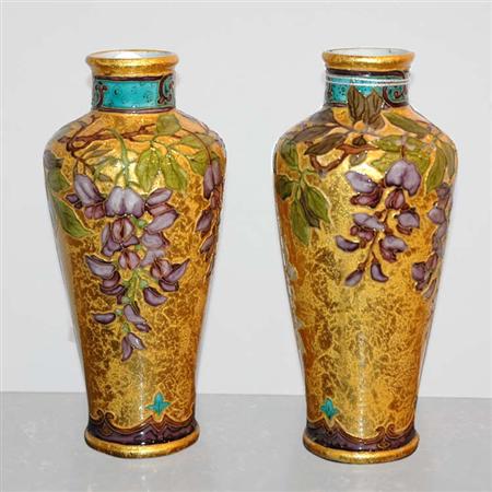 Appraisal: Pair of Sevres Enamel Decorated Ceramic Vases Estimate -