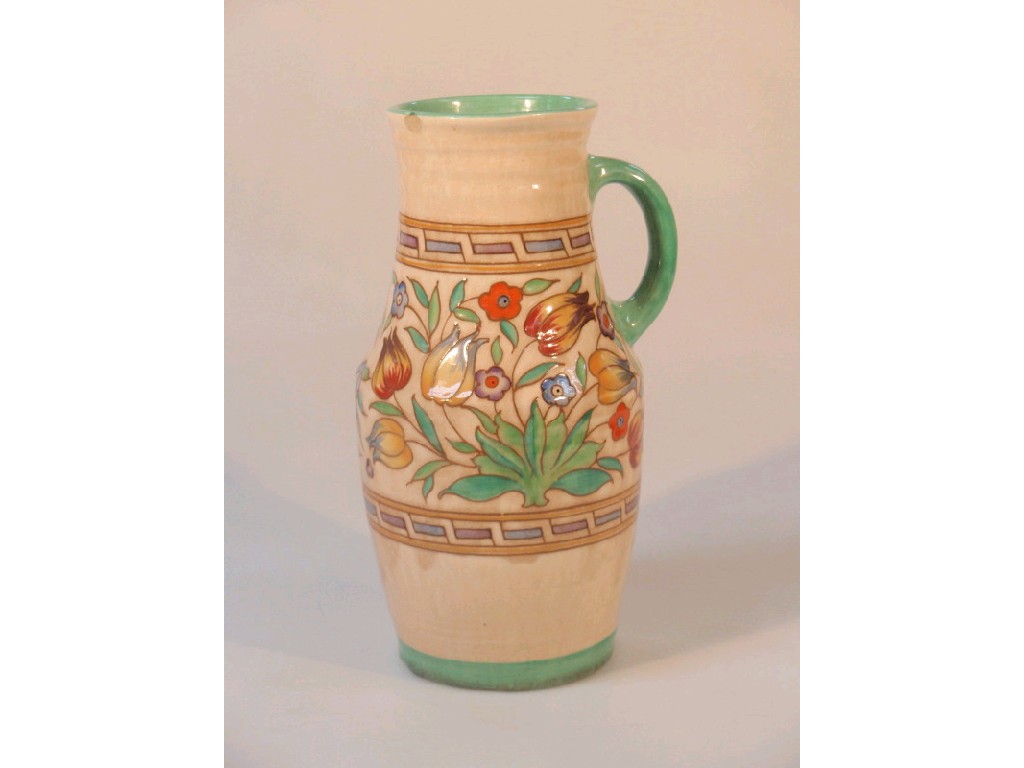 Appraisal: A Bursley ware Charlotte Rhead pottery single handled jug decorated