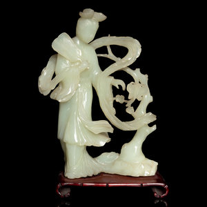 Appraisal: A Chinese Celadon Jade Figure of a Female Immortal TH