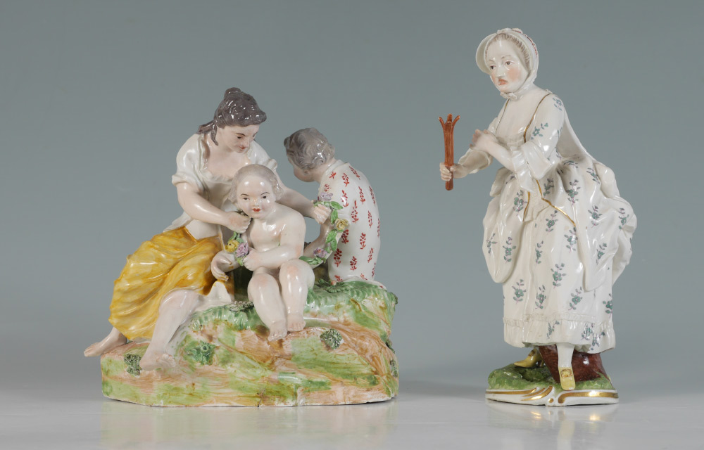 Appraisal: FRANKENTHAL PORCELAIN FIGURES pieces total to include Figural group of