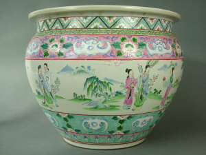 Appraisal: Chinese jardiniere enamelled in colours with figures in a landscape