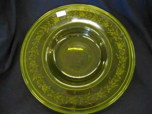 Appraisal: Steuben Bristol Yellow Art Glass Centerpiece floral etched garland ''