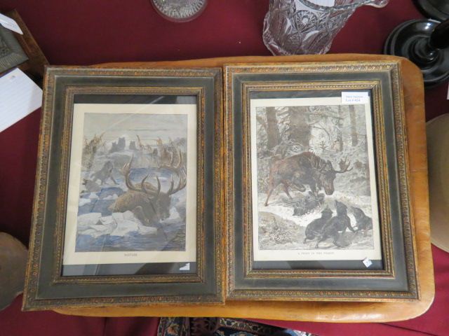 Appraisal: Pair of Wildlife Engravings A Fight in the Forrest Baffled