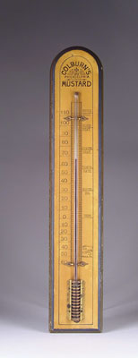 Appraisal: COLBURN'S MUSTARD THERMOMETER Nice thermometer on wood backing from this