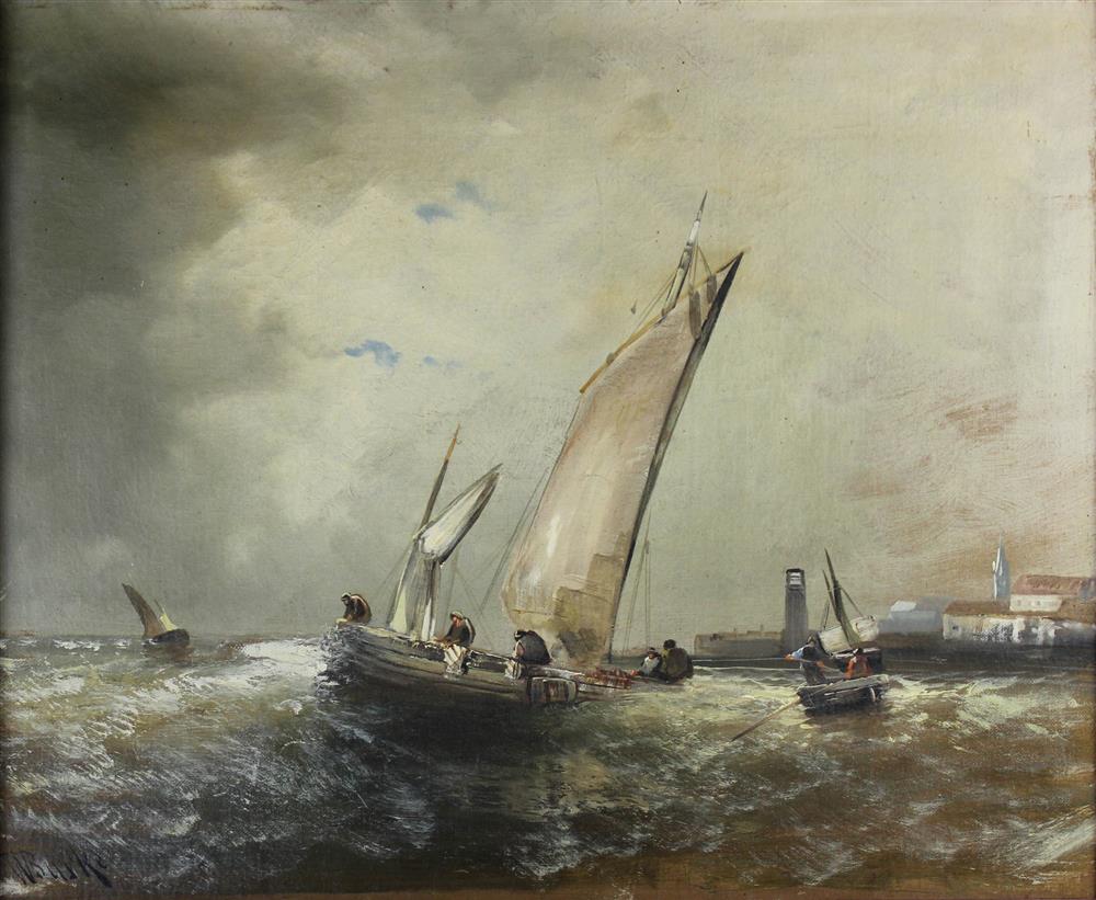 Appraisal: W BURKE MARITIME SCENE Oil on canvas x in Framed