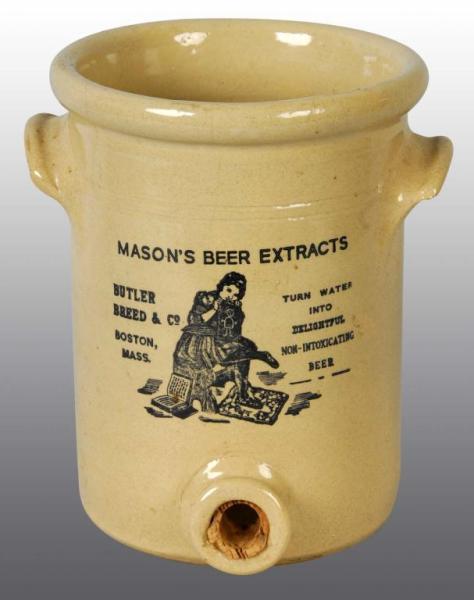 Appraisal: Stoneware Mason's Beer Extracts Crock with Spigot Description Two handled