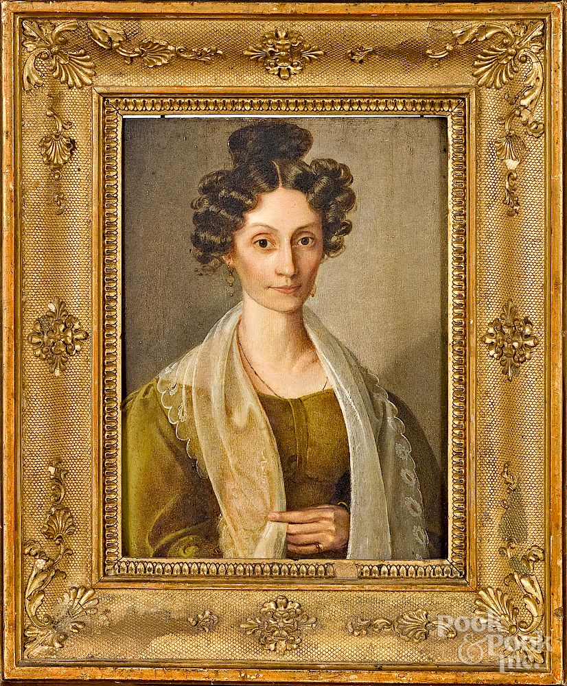 Appraisal: Continental oil on panel portrait of a woman Exclusive on