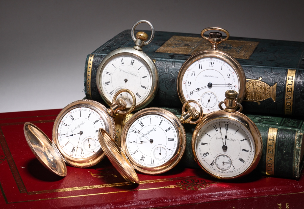 Appraisal: FIVE NON-RUNNING COLUMBUS WATCH CO WATCHES American late th century