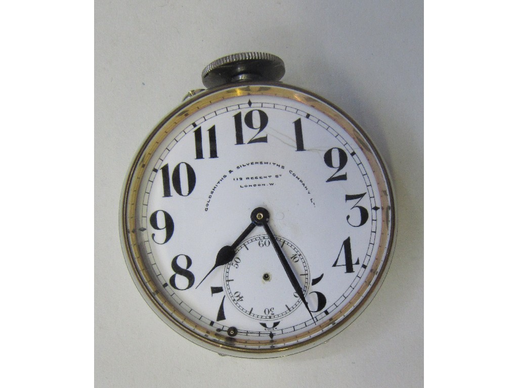 Appraisal: Steel cased Goliath pocket watch by Goldsmiths and Silversmiths Co