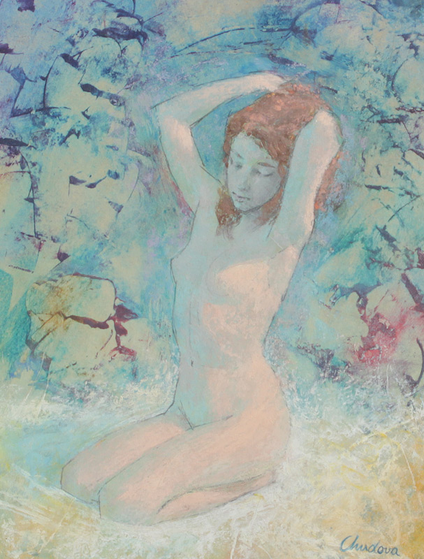 Appraisal: CHUDOVA Steven American - Kneeling Nude Oil Masonite '' x