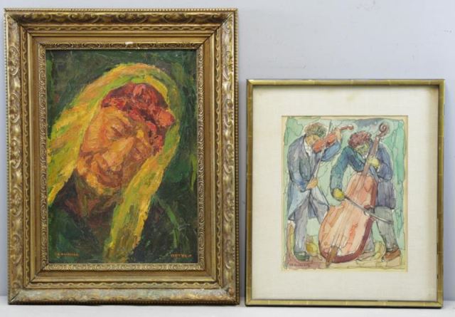 Appraisal: GOLDBERG Chaim Two Works Grandmother - oil on canvas signed