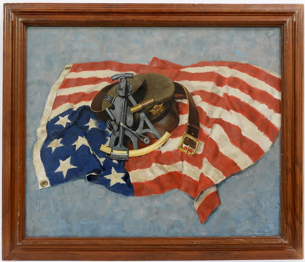 Appraisal: Alfred Vetromile American Flag Still Life Painting Alfred G Vetromile