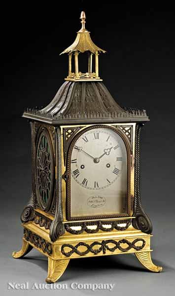 Appraisal: A Good English Patinated and Gilt Bronze Bracket Clock c