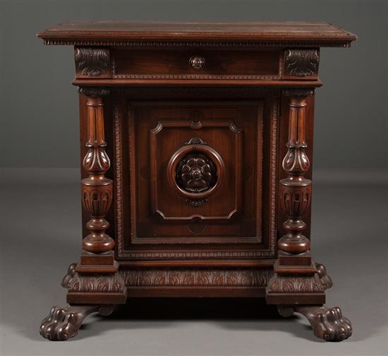 Appraisal: Renaissance style carved walnut side cabinet early th century with