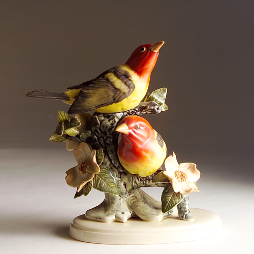 Appraisal: Rare STANGL porcelain double Scarlet Tanager Marked