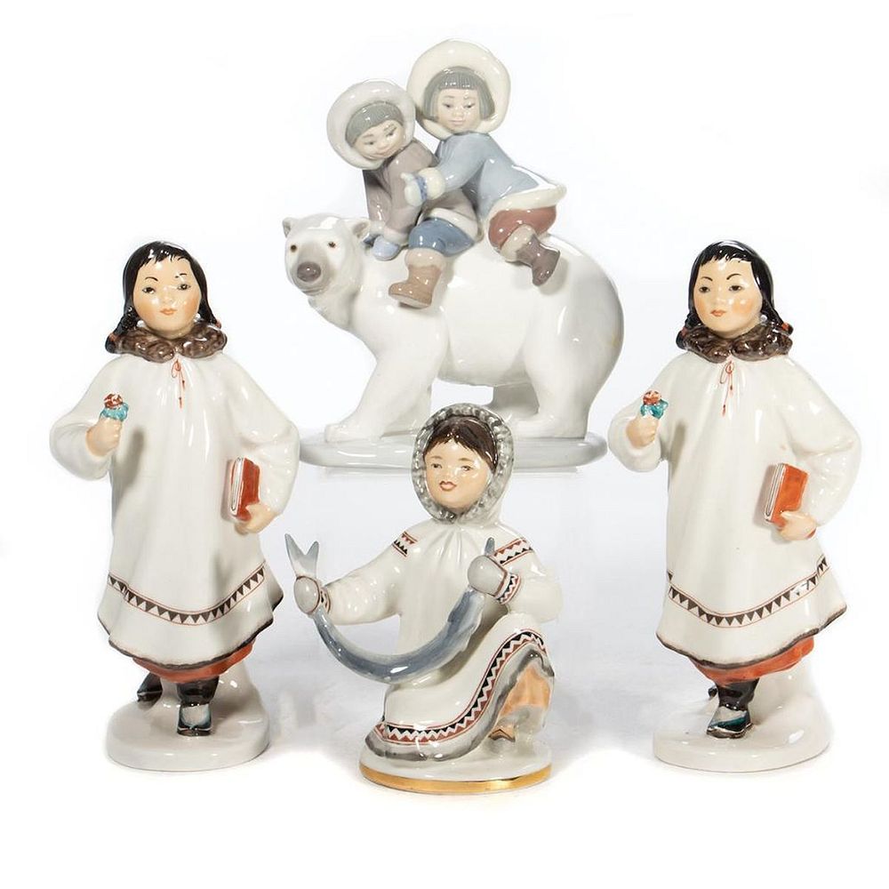 Appraisal: Russian Lomonosov and lladro Porcelain Group Four figures the Lomonosov