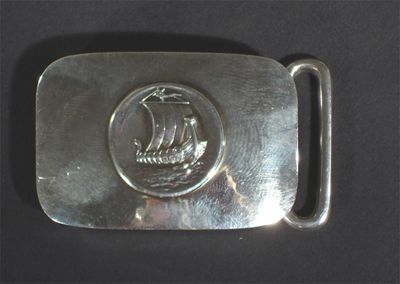 Appraisal: A Georg Jensen silver belt buckle cast with a galleon