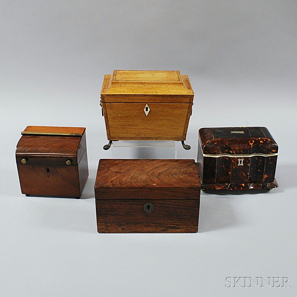 Appraisal: Four Boxes th century a Chinese export hardwood box a