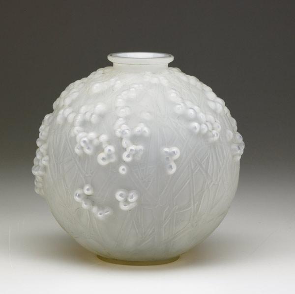 Appraisal: LALIQUE Druides vase of cased opalescent glass ca Minor grounding