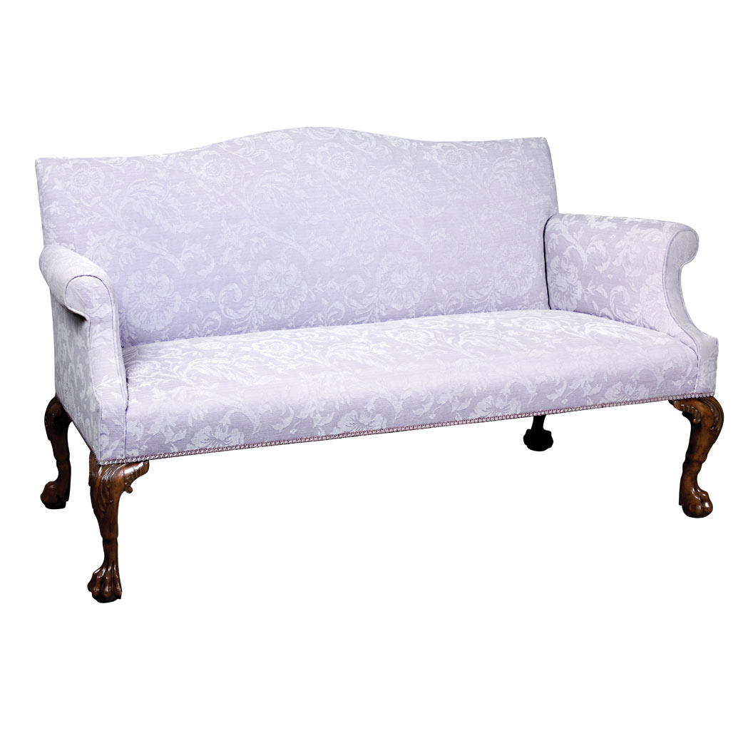 Appraisal: George II Mahogany Settee The arched padded backrest above a