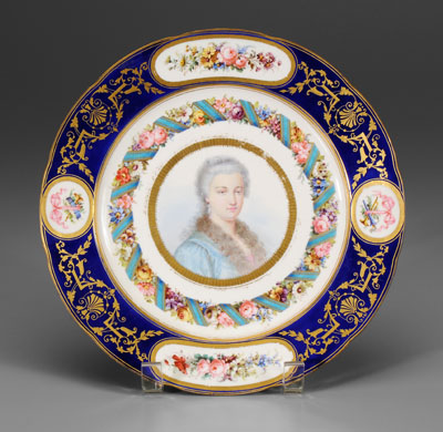 Appraisal: Sevres porcelain portrait plate portrait of woman in blue dress