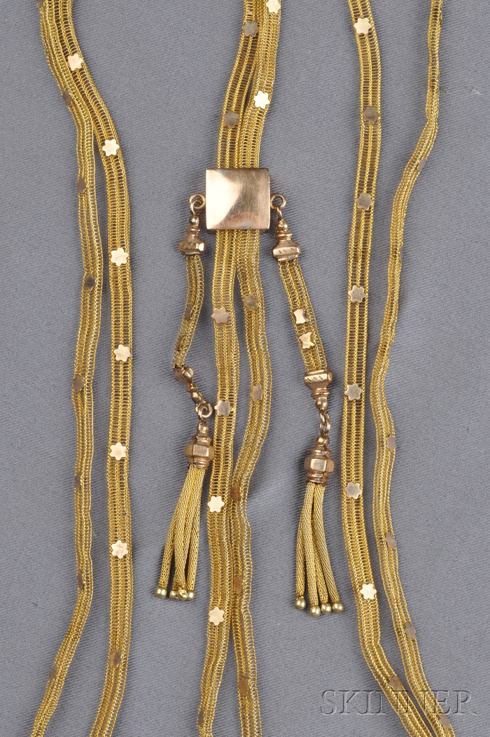 Appraisal: Antique Bicolor Gold Watch Chain the very finely woven chain