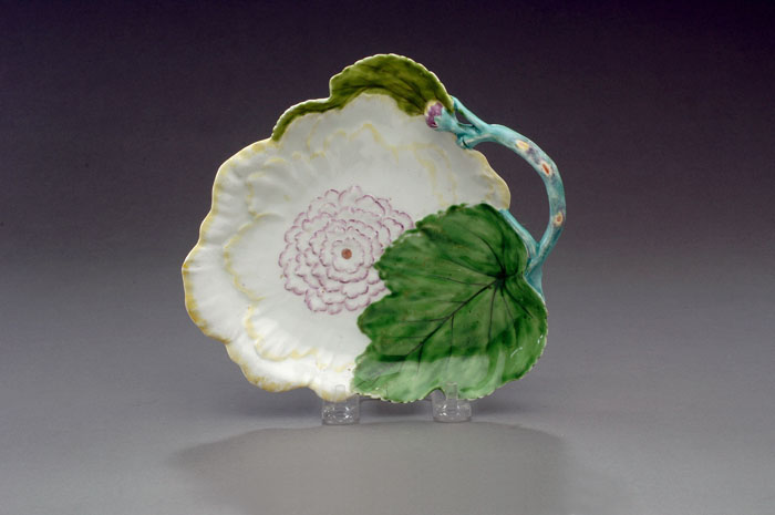 Appraisal: CHELSEA PORCELAIN PEONY DISH CIRCA Molded around the black dotted