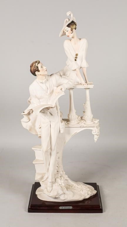 Appraisal: Couple on a balcony porcelain statue Capodimonte mark and signed