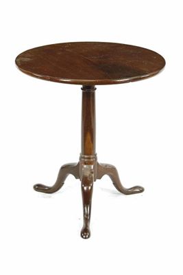 Appraisal: A mahogany tripod table the circular tilt-top on a turned