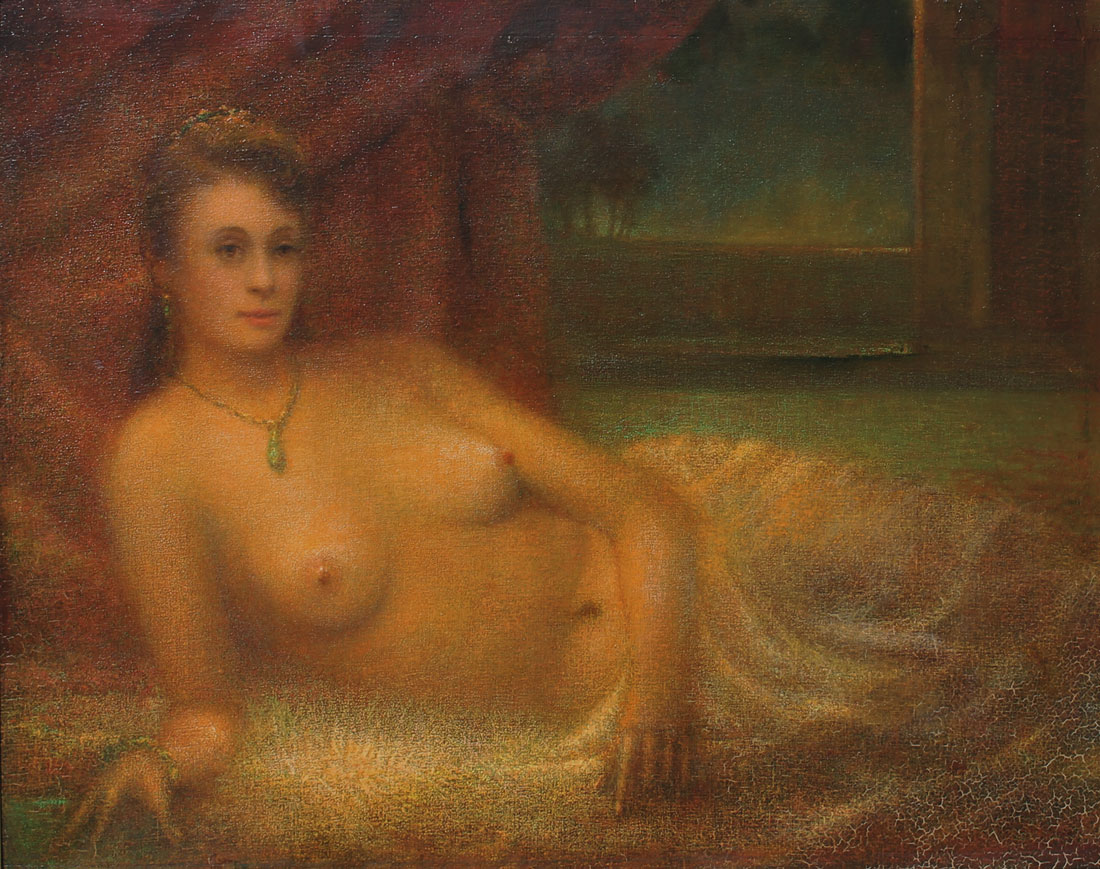 Appraisal: NATCHUK John American th Century ''Danae'' Reclining Nude Oil Canvas