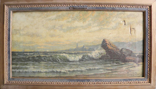 Appraisal: George W Drew American - oil on canvas coastal scene