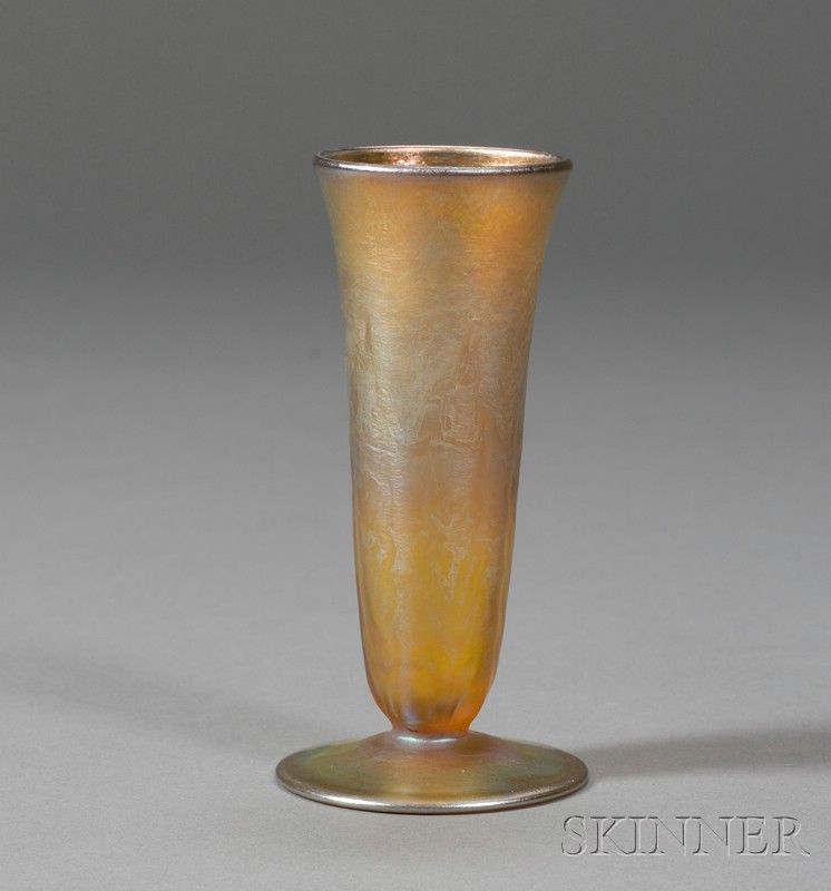 Appraisal: Nash Iridescent Vase Glass New York early th century Tapering