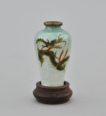 Appraisal: Japanese Ginbari Miniature Enamel Vase on a Stand Tapered form