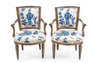 Appraisal: A Pair of Italian Painted Armchairs Height inches A Pair