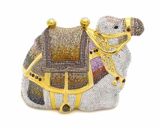 Appraisal: A Judith Leiber Multicolor Crystal Sitting Camel Minaudiere two large