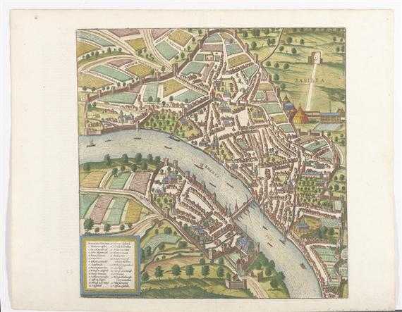 Appraisal: BASEL -Braun and Hogenberg ca Basilea Bird's eye view Col