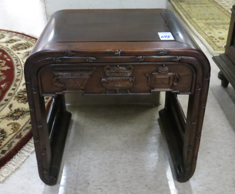 Appraisal: CARVED ROSEWOOD TABLE STOOL Chinese export early th century H