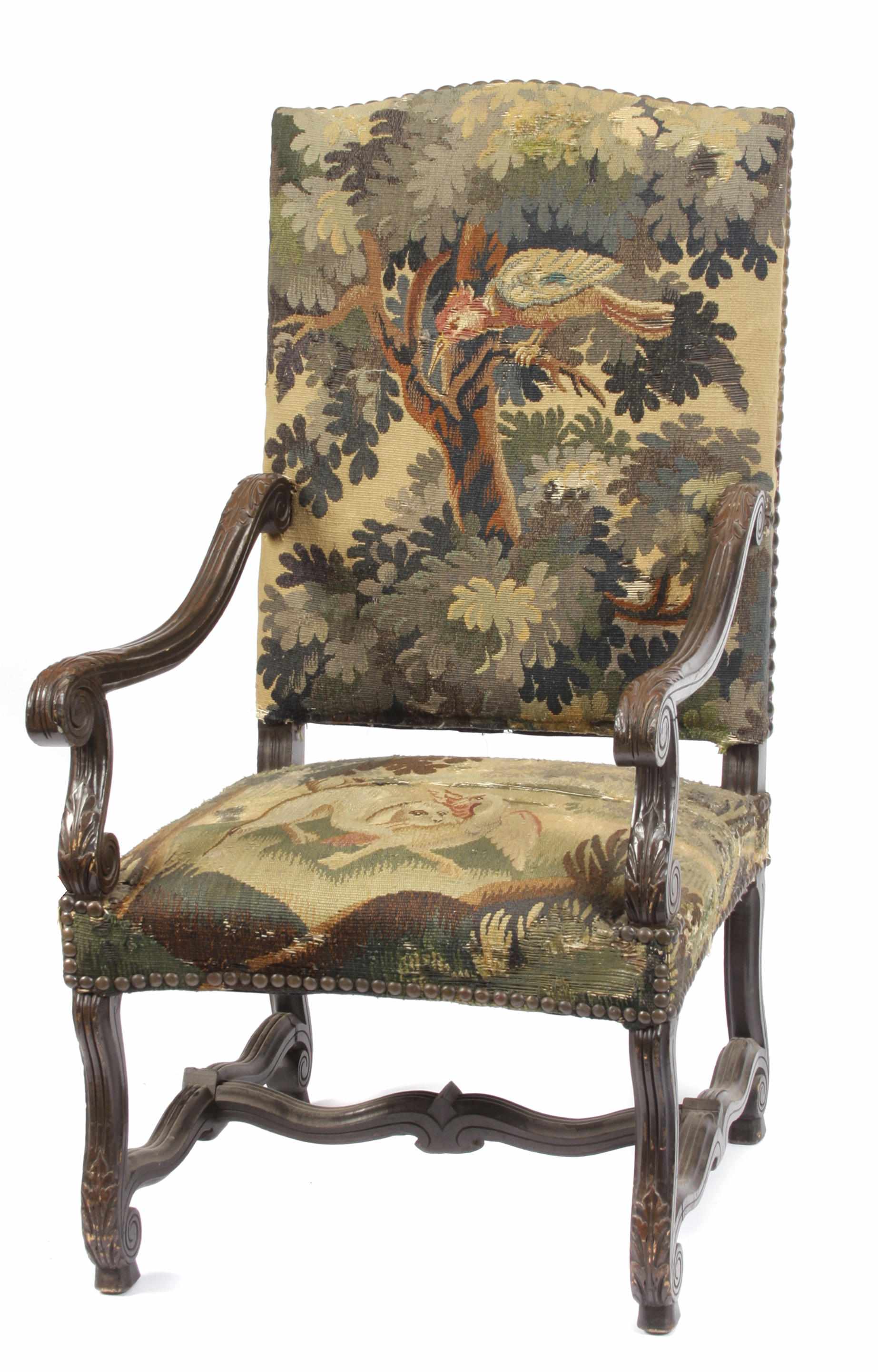 Appraisal: A Flemish Baroque style carved walnut armchair height in width