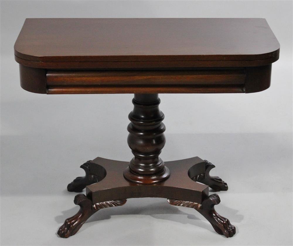 Appraisal: CLASSICAL STYLE MAHOGANY CARD TABLE having a rectangular hinged top