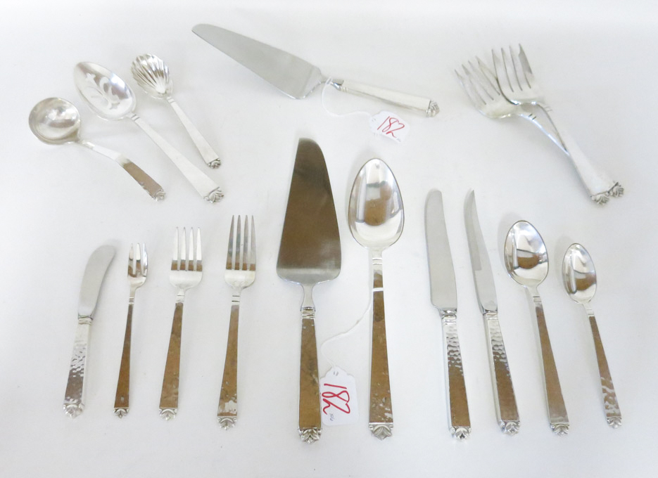 Appraisal: OLD NEWBURY CRAFTERS HAND WROUGHT STERLING SILVER FLATWARE SET one