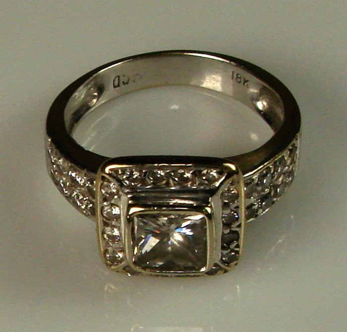 Appraisal: Lady's K WG solitaire princess cut diamond engagement ring bezel