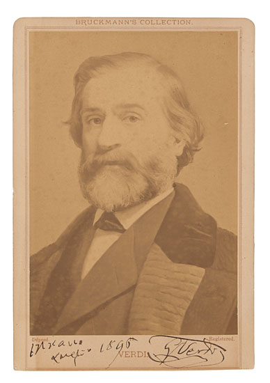 Appraisal: VERDI GIUSEPPE Photograph Inscribed and Signed GVerdi in Italian cabinet