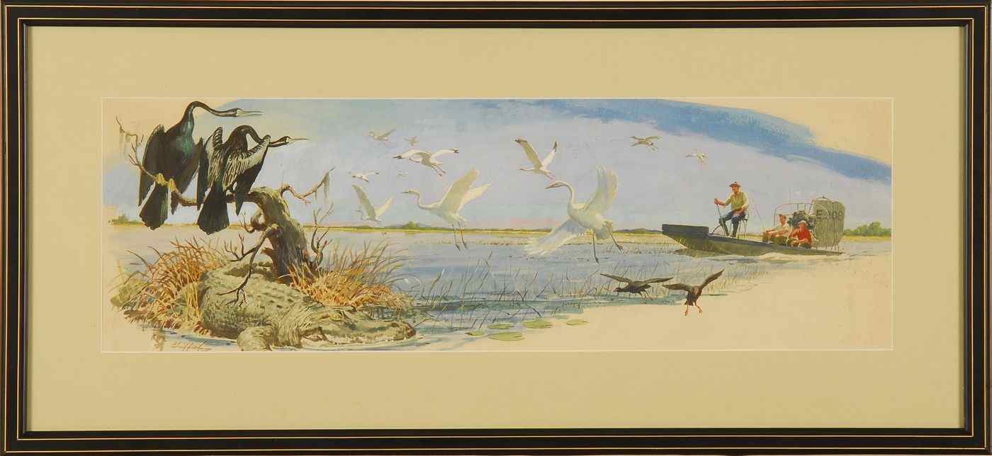 Appraisal: BILL GRIFFITHAmerican th CenturyFishin' the Everglades'' Original illustration for the