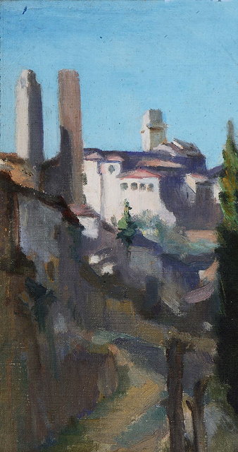 Appraisal: TH CENTURY ITALIAN SCHOOL'The Towers of San Gimignano' oils on