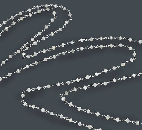 Appraisal: A colored diamond bead necklace estimated total diamond weight carats