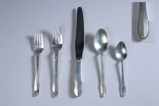 Appraisal: -PIECE GEORG JENSEN STERLING SILVER FLATWARE SERVICE Beaded pattern Including