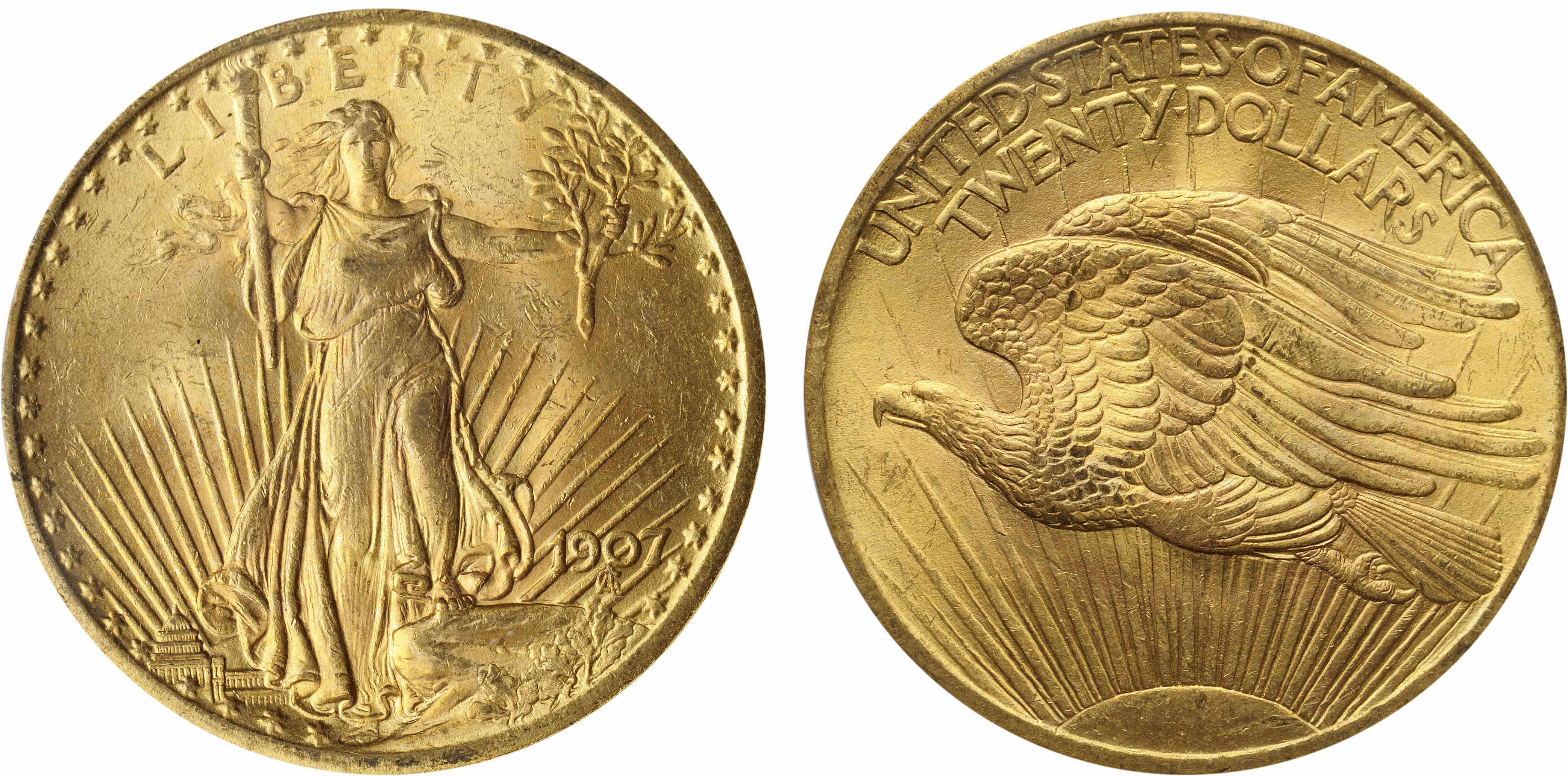 Appraisal: Saint-Gaudens Arabic Numerals MS PCGS Typically abraded for the Choice