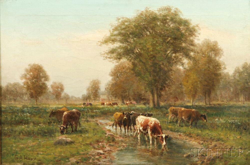 Appraisal: George Arthur Hays American - Summer Pasture with Watering Cows